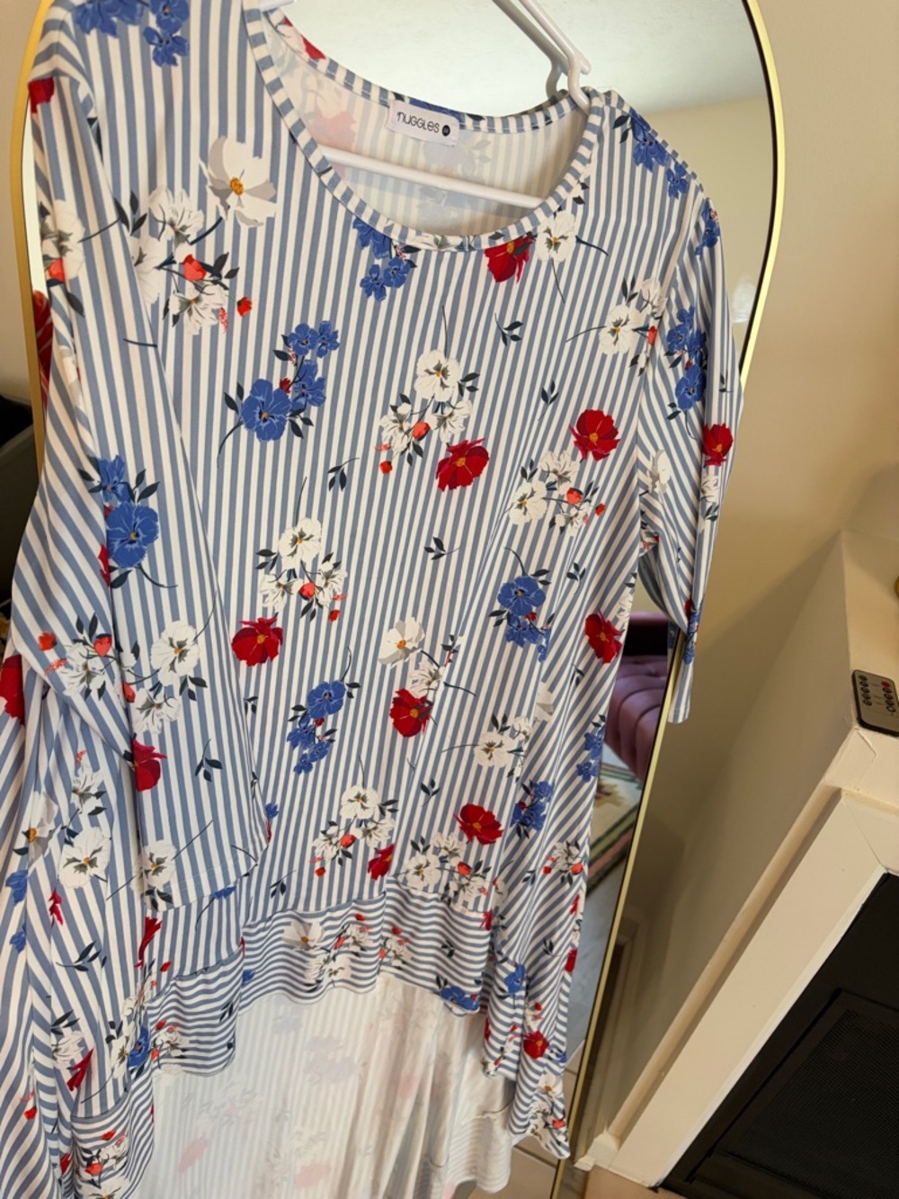 Nuggles Blue Stripe Floral Tunic hi-low